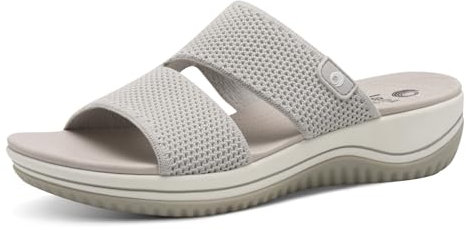 Jana Coshy Pantolette pour Dames Hallux avec Semelle Flexible Élastique, Gris (Lt Grey), 41 EU