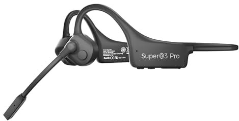 QAZITV Bone Conduction Headphones, Bluetooth with Microphone, Open Ear Wireless Headphones, Noise Cancelling, Computer Headsets with Microphone for Clear Hands-Free Calls, Multipoint Connection