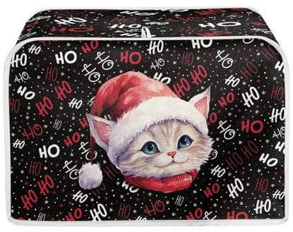 TOADDMOS Ho Ho Ho Cat Toaster Cover 2 Slice Small Appliance Cover Toaster Bag Dust Cover with Top Handle Toaster Oven Covers