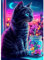 AIRDEA Katze Diamond Painting Erwachsene, DIY 5D Nachtlandschaft Diamant Painting Bilder, Bastelset Erwachsene Frauen als Haus Wanddeko 30x40 cm