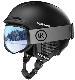 InnerKing Snowboard Helmet Set with Ski Goggles, Lightweight Protection Snow Sports Helmet and Glasses for Men and Women Adults-Black M