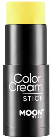 Intense Neon UV ColorCream Face & Body Paint Stick by Moon Glow - Maquillage professionnel pour le visage et le corps pour adultes et enfants - 21g - Jaune intense