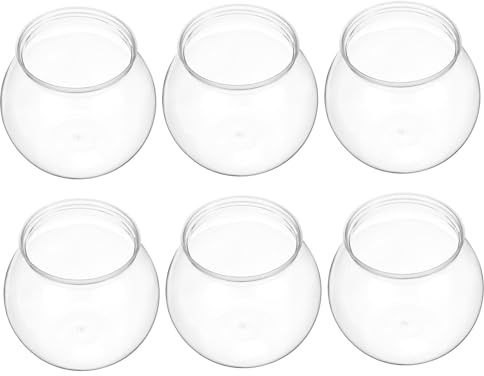 SEWOART 6pcs Plastic Round Fish Bowls Large Goldfish Bowls Desktop Aquarium Fish Tank Home Office Decorative Present