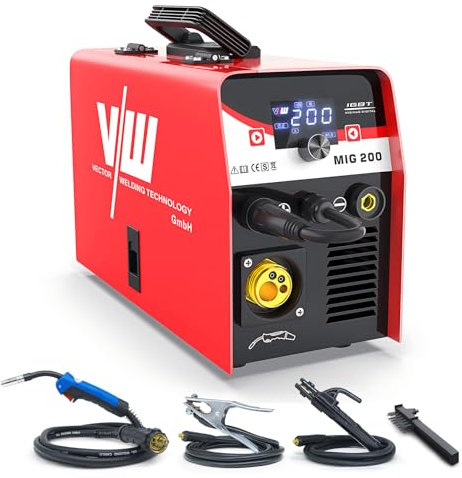 VECTOR WELDING MIG Saldatrice 200 A Set di Fili di Riempimento, Saldatrice Elettrodo 30-200A Dispositivo Combinato con MCU, IGBT, Display Digitale, per Saldatura con e Senza Gas