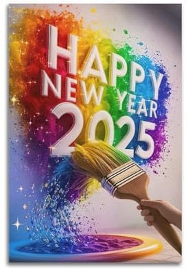 ZCJYMX Neujahrsposter mit bunten Wörtern, Marvel-Poster, dekoratives Gemälde, Leinwand, Wandposter für Schlafzimmer, Dekoration und Kunstdruck, moderne Familie, 30 x 45 cm