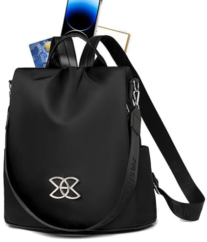 LearnLyrics Damen-Rucksack mit Diebstahlschutz, Rucksack-Geldbörse für Damen mit Diebstahlschutz,Modischer Rucksack für Damen - Leichter Damen-Pendelrucksack, große lässige Umhängetasche, Brusttasche