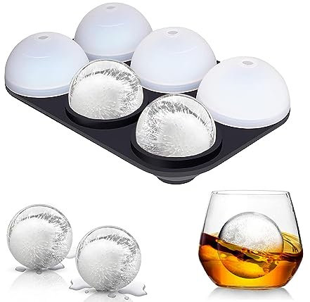 AKINOYAMA Eiswürfelform Silikon, XXL 45mm Eiskugelform 48mm 6-Fach 2-Set Eiswürfelformen Ice Cube Tray, BPA Frei Eiswürfel Form für Whisky Cocktails Saft Schokolade Süßigkeiten (Eisball)