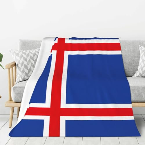 Französische Samtdecke mit Flagge von Island, warme Decke, superweich, knitterfrei, Sofa-Bettdecke