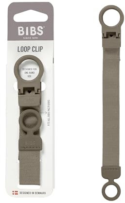 BIBS Loop Schnullerkette – Schnullerband mit Silikon - Für Babys ab 0 Jahren - Praktische Einhandbedienung - Kompatibel mit BIBS Schnullern & Anderen Marken - Maschinenwaschbar, BPA-Frei - Dark Oak