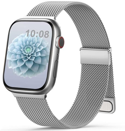 Ersatzarmband Kompatibel mit Apple Watch Armband 40mm 41mm 42mm 44mm 38mm 45mm 46mm 49 Damen Herren Einstellbar Magnetisch Metall Edelstahl Armbänder für iWatch SE Ultra Series 11 10 9 8 7 6 5 4 3 2 1