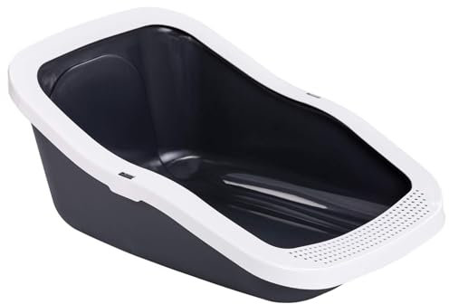 XXL Katzentoilette Schalentoiltte Katzenklo mit Rand 70 x 50 x 32 cm schwarz-weiß