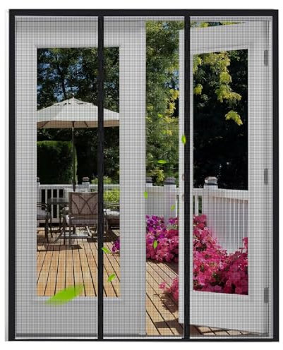 Moustiquaire Aimantée Porte 260x190cm Noir Magnétique de Joint Haut en Bas Pour Couloirs Patio