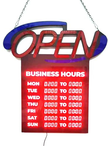 LHQYA Panneau Lumineux Publicitaire Commercial, Panneau Lumineux LED Heures D'ouverture, Semaine/Heures D'ouverture Programmables, Haute Luminosité, Lumière Uniforme, Faible Consommation D'énergie