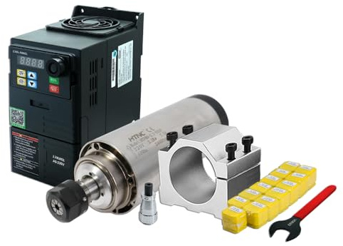 Kit moteur broche 2,2 kW refroidi par air avec convertisseur de fréquence, support de 80 mm et kit de collet ER20, moteur de fraisage CNC 24000 tr/min pour gravure sur bois et métal