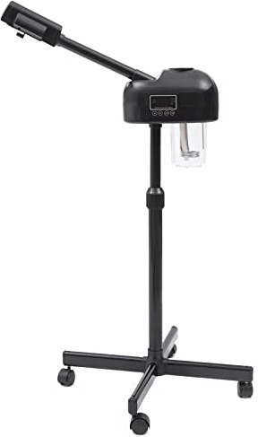 2 in 1 Gesichtsdampfer, Intelligentes Heiß-Kalt-Gesichtssauna Freistehend Gesicht Dampfgerät Luftbefeuchter Aquafacialgerät mit Touchscreen LED-Licht & Vergrößerungsglas PTC-Heiztechnologie (Schwarz)