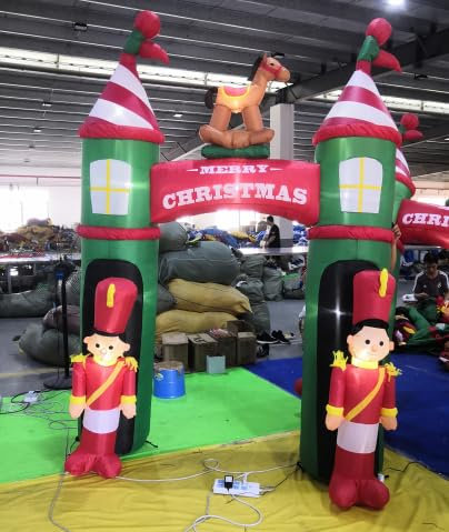 SEASONBLOW 10 FT Christmas Inflatable Nutcracker Soldiers Archway Decoration, LED Lighted Xmas Giant Arch with Soldiers Blow Up Decor for Lawn Yard Garden Eve Party Home Indoor Outdoor Holiday