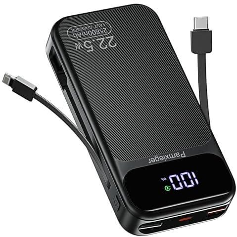 Power Bank 25800 mAh 22,5 W PD3.0 QC4.0 Externer Akku Schnellladung Tragbarer Akku USB C Eingang & Ausgang mit LCD Anzeige für Smartphone, Tablets und andere