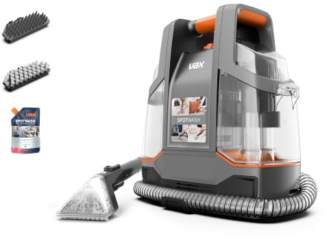 Vax SpotWash Compact Upholstery & Carpet Spot Cleaner (Orange) CDSW-CSXD | Handheld, portable carpet cleaning machine for rugs, furniture & car interiors, included tools & solution, 3.9kg, 1.6L