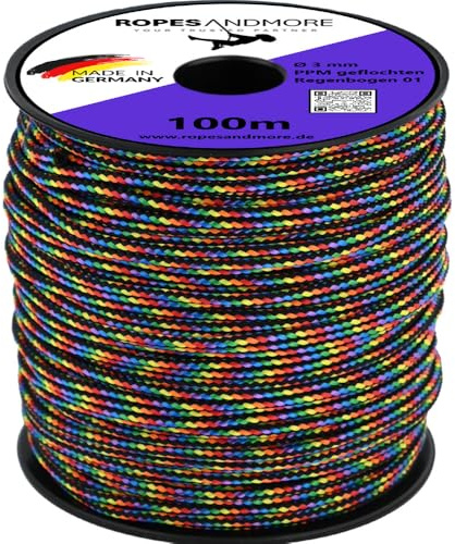 Polypropylenseile PPM Seil Ø3mm-5mm PP geflochten Rainbow-Edition Regenbogen von Ropes and More® (Rainbow 1, 3mm - 50m)