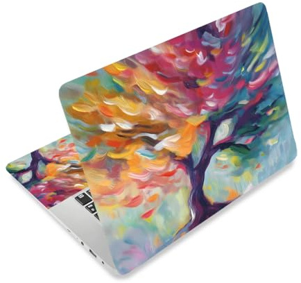CRAFTYMELODY Laptop Schutzfolie Aus PVC Vinyl Mit Spruch Wasserdicht Kratzfest Bunter Baum