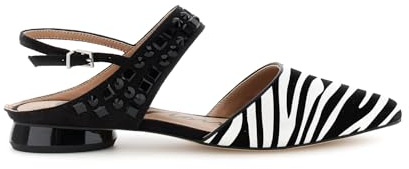 CAFèNOIR - Slingback in Suede con Stampa Zebrata E Multistrass, da Donna, Colore Nero/Bianco, Taglia 39