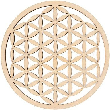 Bivea Fleur de Vie Pleine Découpée Bois 100 mm | Plaque Rechargement Pierres Géométrie Sacrée