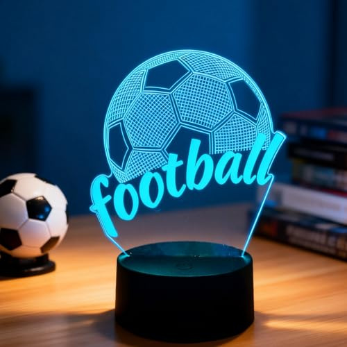 OraTrade 3D Fußball Nachtlicht, Fussball Illusionslampe mit Touch-Steuerung, 7 Farben wechselndes Stimmungslicht, Nachttischlampe für Kinder, Jungen, Ideales Fußball Geschenk zur Dekoration