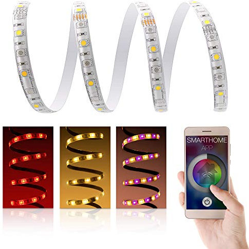 LED Universum 2 Meter Premium LED Streifen RGBW Set für App-Steuerung via Smartphone oder Tablet, 60 LED/m, IP65, 24V, 5050 SMD, 14,4 W/m, max. 700 lm/m, inkl. 3A-Netzteil und Controller