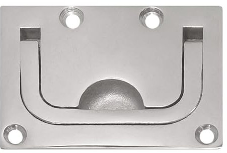 PRIOstahl Einlassgriff Bodenheber mit versenkbarem Griff Möbelgriff Muldengriff Lukenheber x 1 Stück Größe: 75 x 56 mm für Boot Luke Schiebetüren Schubladen Rostfrei aus Edelstahl V4A