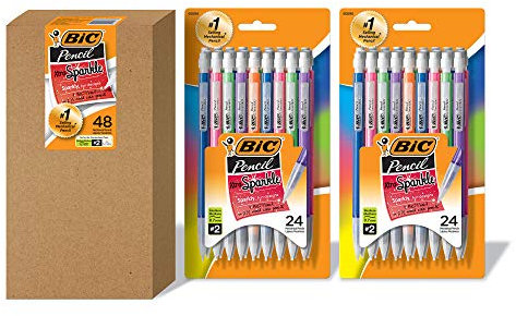 BIC Xtra-Sparkle Lot de 48 porte-mines à pointe moyenne (0,7 mm), design amusant avec corps coloré