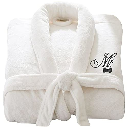 Star and Stripes Hochzeit Bademantel Herr und Frau Stickerei Logo auf Bademäntel 100% Baumwolle Frotte Handtuch Bademantel Luxus Velour Bademäntel - Stickerei MRS, Adult - L/XL
