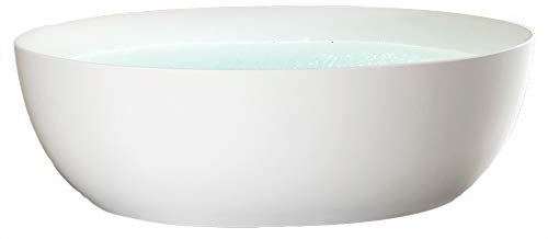 BERNSTEIN - Baignoire îlot Acrylique Ovale Moderne pour Salle de Bain avec Bonde et trop plein - Blanc mat - Garantie 5 ans - 180x88x60cm - TERAA