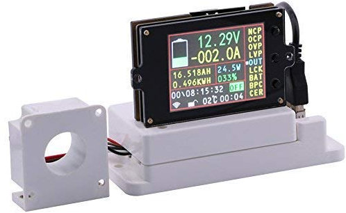 DollaTek amperometro voltmetro CC Wireless, 2.4 LCD Voltage Ampere Power Watt Coulomb capacità Tempo Tester Temperatura Tester Rivelatore con sensore Hall e sensore Temperatura - 80V 100A