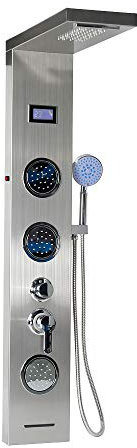 Flyelf Pannello Colonna doccia multifunzione in acciaio inossidabile con idromassaggio (LED+LCD)