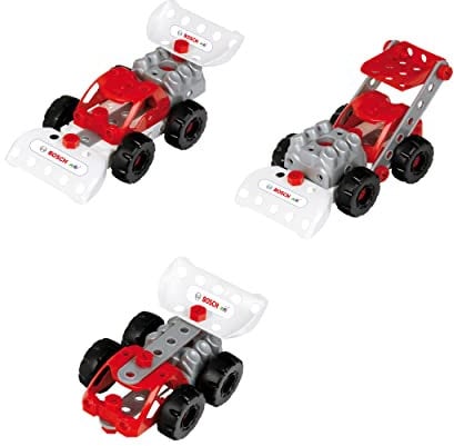 Theo Klein 8793 Bosch 3 in 1: Konstruktions-Set Racing Team | Zum BAU verschiedener Rennfahrzeuge I Inklusive Baupläne für 3 Modelle I Spielzeug für Kinder ab 3 Jahren
