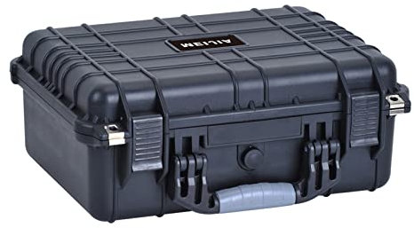 MEIJIA Waterproof Portable Hard Case,Compact Camera Case with Customizable Fit Foam, Black, 36 x 32 x 15 cm