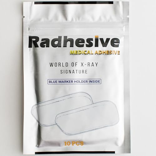 RADHESIVE 10PCS X-Ray Marker Adhesive Strips with Blue Holder, Extra Strong & Sticky, Heavy Duty, Washable & Reusable Medical Adhesive Strips For Radiologists & Medical Professionals, By World
