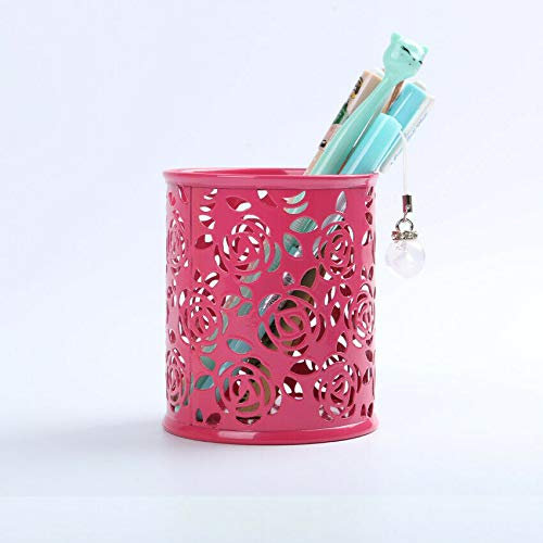 SENRISE Pen Holders Pencil Holder Cup for Desk, 1 Pcs Round Pencil Pot for Office Home Storage Organizer (Red)