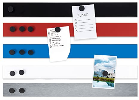 Floordirekt Magnetleisten im 4er Set | inkl.Magneten | Magnetleisten für Fotos, Dokumente, Notizen | selbstklebend, 50 cm oder 100 cm Länge | 5 Farben (50 cm Länge, Rot)