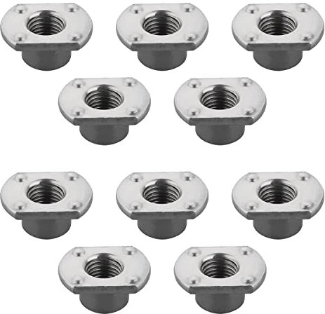 MroMax - 20 tuercas de soldadura cuadradas de acero al carbono con rosca M8 hembra, color plateado