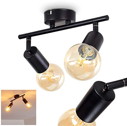 HOFSTEIN Deckenleuchte Maidford, Deckenlampe aus Metall in Schwarz, 2-flammig, mit verstellbaren Strahlern, 2 x E27-Fassung, Spot im Retro/Vintage Design, ohne Leuchtmittel