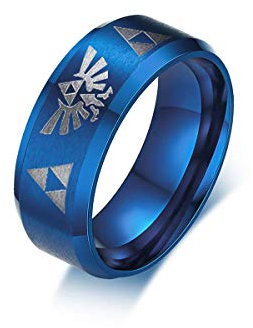 8MM Damen Herren Blue Stainless Steel Die Legende von Zelda Triforce Ring4 Farbe