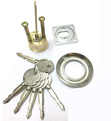 Replacement Rim Cylinder Door Lock Night Latch Front Door Lock with 6 Keys Cylinder, 750mm X 27.7mm