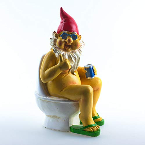 Schneemann-Versand Großer Gartenzwerg Rudi auf Toilette