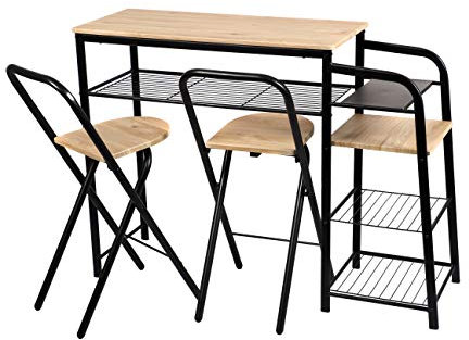 Urban living - Friends Bartisch mit 2 klappbaren Hockern und Stauraum - Schwarz