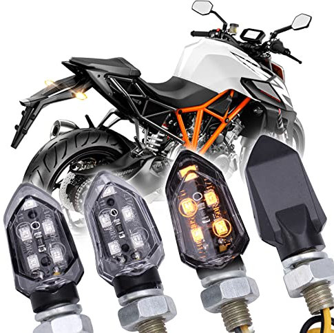 JMTBNO 4x E-geprüft Motorrad Blinker 12V Universal Motorrad 5LEDs Mini Blinker Bernstein Licht Wasserdichte Birne Kompatibel mit M8 Motorrädern