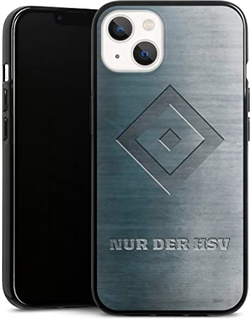 Silikon Hülle kompatibel mit Apple iPhone 13 Case schwarz Handyhülle HSV Hamburger SV Metallic Look