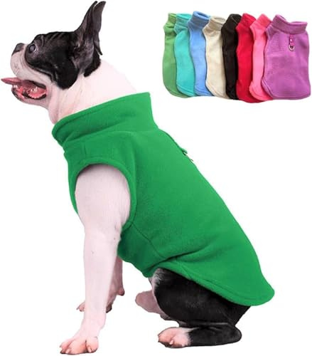 JACKO & CO Dog Fleece Vest Sweater w/Leash Ring, Green Large (4.5-7.3 kg)