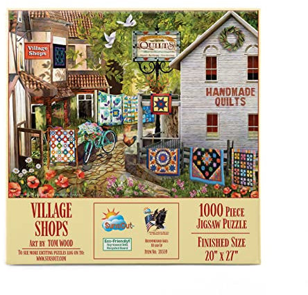 SUNSOUT INC – Village Shops – Puzzle von Künstler: Tom Wood – Fertige Größe 50,8 x 68,6 cm – MPN# 28559