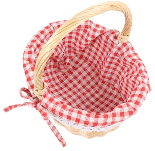 YARNOW Runder Esstisch Geflochtener Weidenkorb Kinder Süßigkeiten Innenkorb Aus Aufbewahrungskorb Für Decken Vintage Wohnkultur Dessertkorb Mini Klein Bambus Rot Fräulein Korb Aus Rattan
